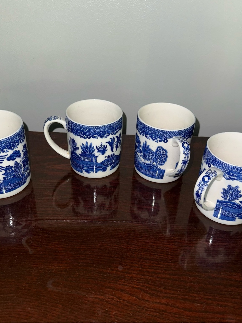 Blue and White Willow-Style Ceramic Mug Japan - Classic Home Dining